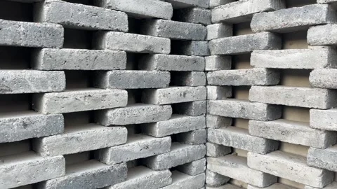 Video of gray brick blocks stacked with visible gaps Stock Footage 318711653