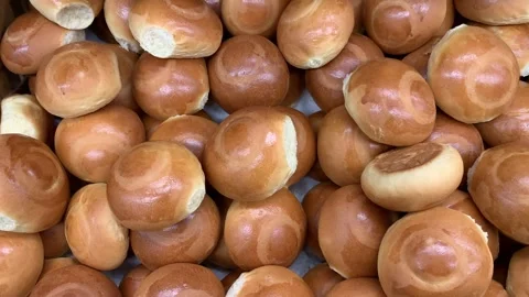 Video of a group of breads in a local market. Stock Footage 256047636