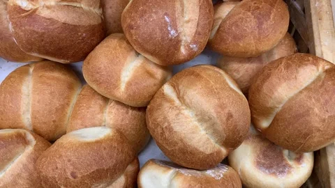Video of a group of breads in a local market. Stock Footage 256054247