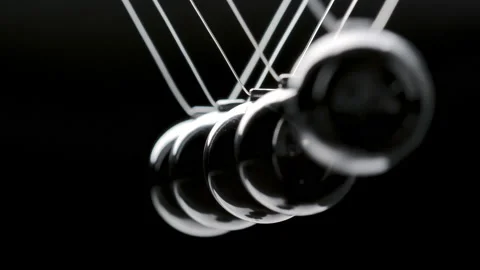 Video of hanged chrome newton's balls in motion Video stock 149754282