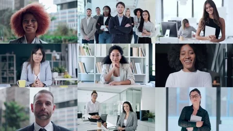 Video of headshot screen application view of diverse people doing a video c.. Video stock 245422449