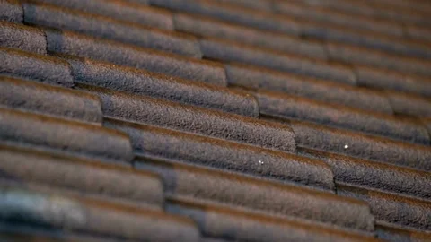 Video Heavy rain fallen extreme weather, Rain drop on the roof. 4K 60 fps 動画素材 336571945