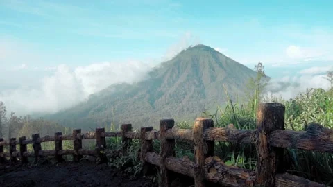 Video of high volcano with clouds on Java island in Indonesia Video stock 131770925