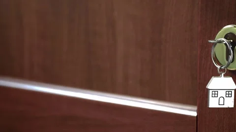 Video of an House key in the door. Stock Footage 296750992