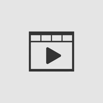 Video icon flat. Illustrazione stock