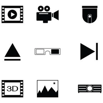 Video icon set Stock Illustration