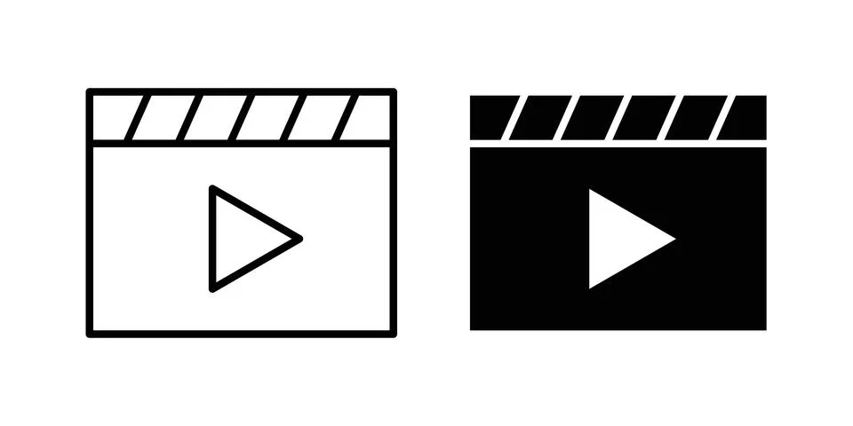 Video icon thin line and clipart style vector set Illustrazione stock