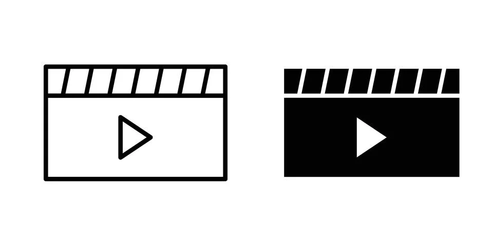 Video icon vector concepts, line and silhouette style Illustrazione stock