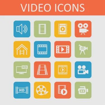 Video icons Stock Illustration