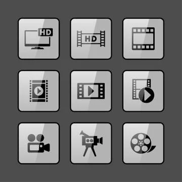 Video icons Stock Illustration