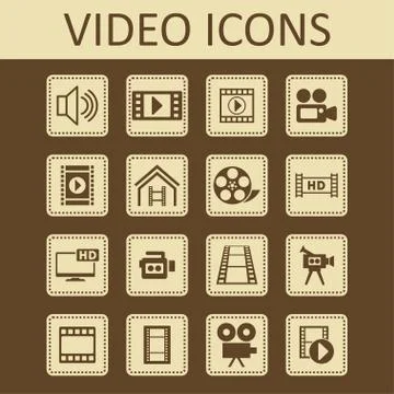 Video icons Stock Illustration