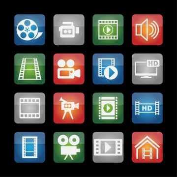 Video icons Stock Illustration