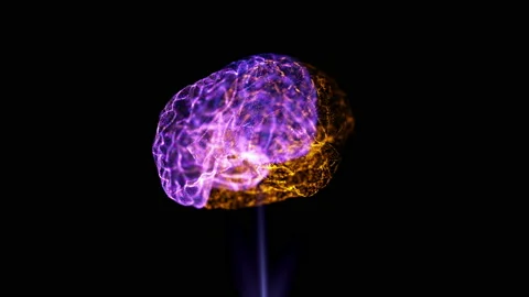 Video Illustration of Scanning the Thought Process of the Brain. Neon Animation Stock Footage 213985019