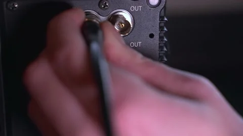 Video Inputs-SDI Cable Inserting Video stock 147886281