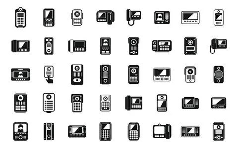 Video intercom icons set simple vector. Door phone Illustrazione stock