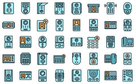 Video intercom icons set vector flat Illustrazione stock