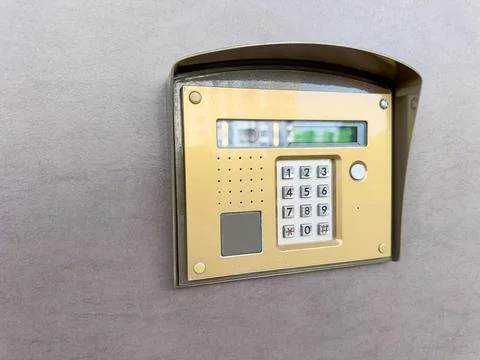 Video intercom keypad and security camera for home entrance access control .. Stock Photos