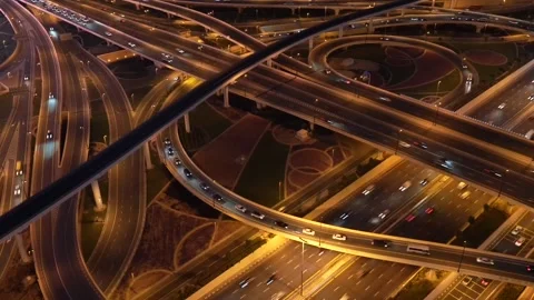 Video of the intersection of Sheikh Zayed Road in the evening Stock Footage 239061431