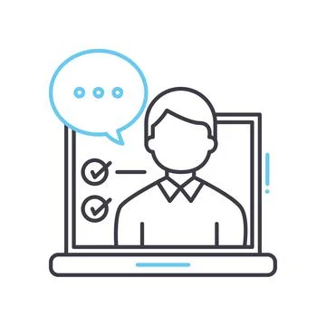 Video interview line icon, outline symbol, vector illustration, concept sign Stock Illustration
