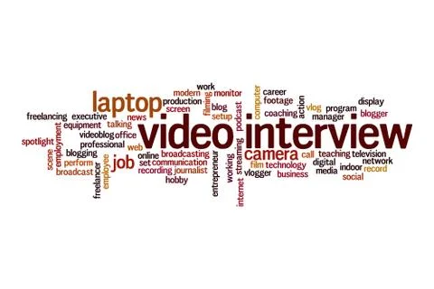Video interview word cloud concept Stock Illustration