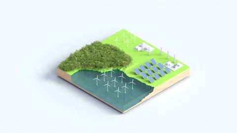 Video Isometric view windmill and solar panels concept Stock Footage 237909038