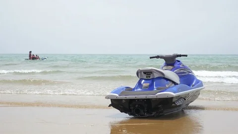 Video of jet ski by the ocean in 4K Stock Footage