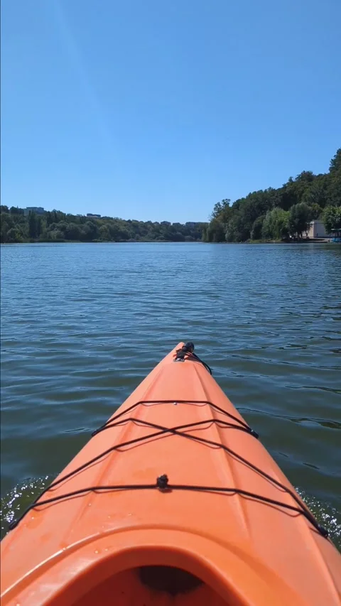 Video from a kayak with a view of the river Stock Footage 281768965