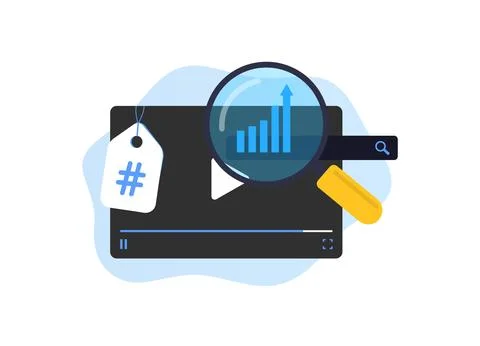 Video Keyword Research concept. Optimize video channel media content for search Illustrazione stock