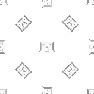 Video laptop chat pattern seamless Illustrazione stock