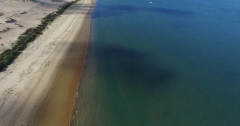 Video of the largest sand dune and ocean. Dune du Pilat in Europe Stock Footage 74262835