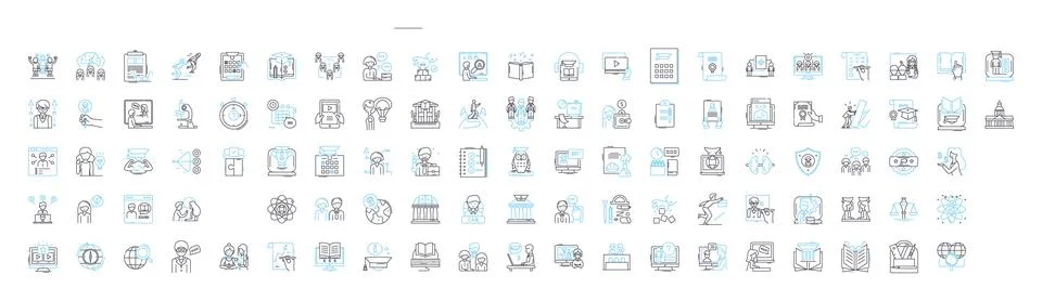 Video learning vector line icons set. Video, Learning, Course, Tutorial, Lesson Illustrazione stock