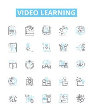 Video learning vector line icons set. Video, Learning, Course, Tutorial, Lesson Stockillustratie