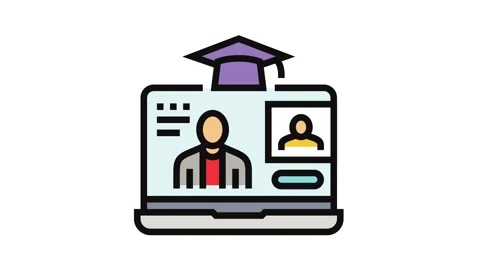 Video lecture education platform color icon animation Stock Footage 326117540