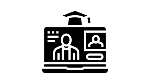 Video lecture education platform glyph icon animation Stock Footage 326144374