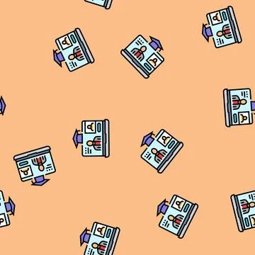 Video lecture education platform vector seamless pattern Stock Illustration