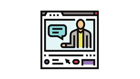 Video lectures online learning platform color icon animation Stock Footage 326105329