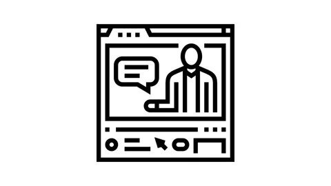 Video lectures online learning platform line icon animation Stock Footage 326131411