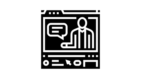 Video lectures online learning platform glyph icon animation Stock Footage 326152083