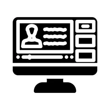 Video lectures online learning platform glyph icon vector illustration Illustrazione stock