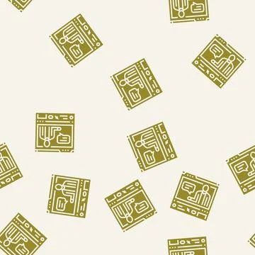 Video lectures online learning platform glyph seamless pattern Stock Illustration