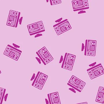 Video lectures online learning platform glyph vector seamless pattern Stock Illustration