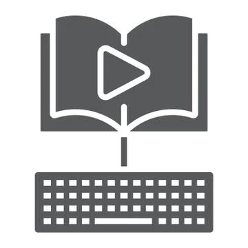 Video Lesson glyph icon, e learning and education Illustrazione stock
