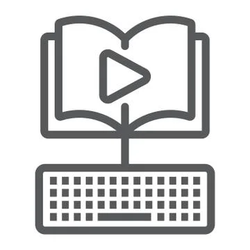 Video Lesson line icon, e learning and education Stockillustratie