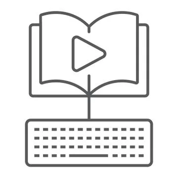 Video Lesson thin line icon, e learning Illustrazione stock