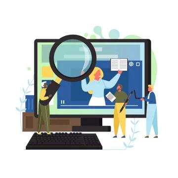 Video lesson, vector flat style design illustration 스톡 일러스트