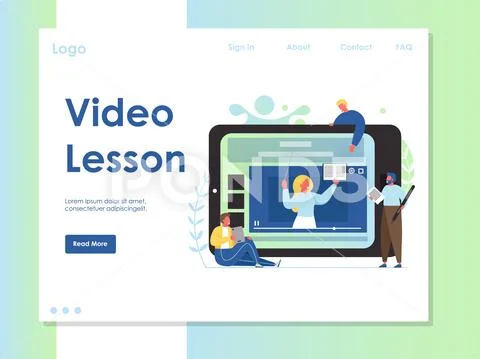 Video lesson vector website landing page design template ~ Clip Art ...
