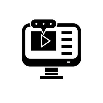 Video lessons black icon, vector sign on isolated background. Video lessons Illustrazione stock