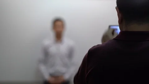 The video lessons on English language, Camera operator working with a cinema Stock Footage 107864124