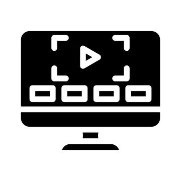 Video lessons glyph icon vector illustration black Stock Illustration