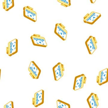 Video lessons isometric icon seamless pattern color Stock Illustration
